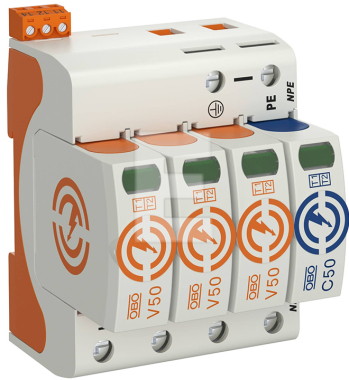 OGRANICZNIK PRZEPIEC V50-3+NPE+FS-280 3P+N B+C 280V 12.5KA 5093533 OBO ...