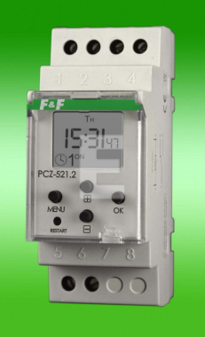 ZEGAR STERUJACY PROGRAMOWALNY TYGODNIOWY JEDNOKANALOWY PCZ-521 F&F